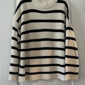 H&M Black and Cream Striped Sweater